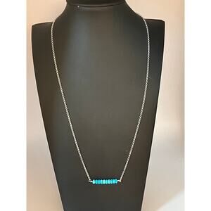 Southwestern Sterling Silver Twilight River Turquoise Pendant Necklace